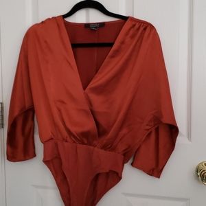 Forever 21 Kimono Bodysuit Blouse- Burnt Orange